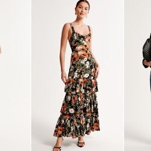 Abercrombie & Fitch Floral Tiered Maxi Dress Medium Tall